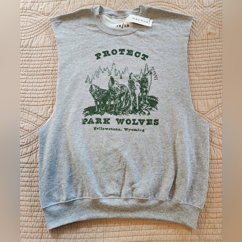 PACSUN LOS ANGELES YELLOWSTONE SLEEVELESS SWEATSHIRT M/L NWT!!